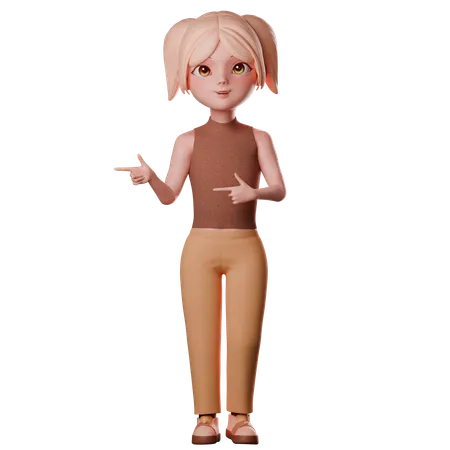 Girl Pointing Direction  3D Illustration