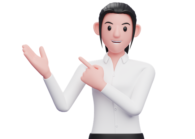 Girl pointing finger sideway  3D Illustration