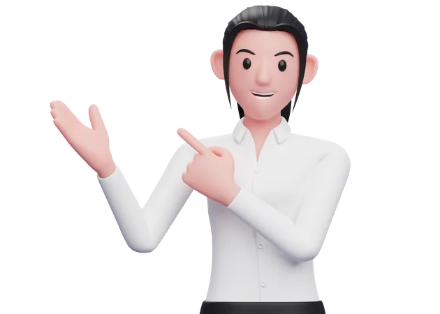 Girl pointing finger sideway  3D Illustration