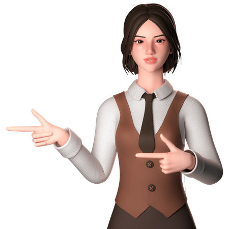 Girl Pointing Left Side  3D Icon