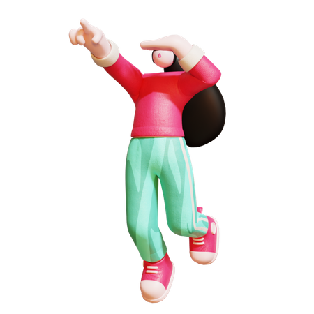 Girl pointing something  3D Icon