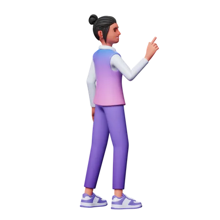 Girl Pointing Something  3D Illustration