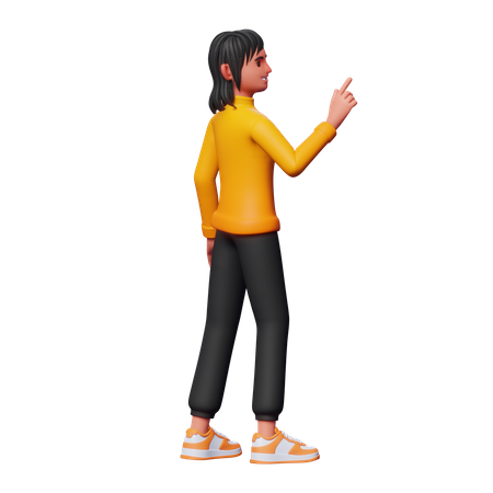 Girl Pointing Something  3D Illustration