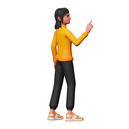 Girl Pointing Something  3D Illustration