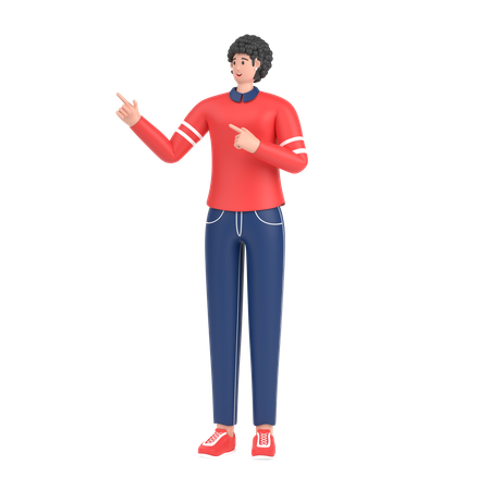 Girl pointing something on his right side  3D Illustration