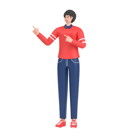 Girl pointing something on his right side  3D Illustration