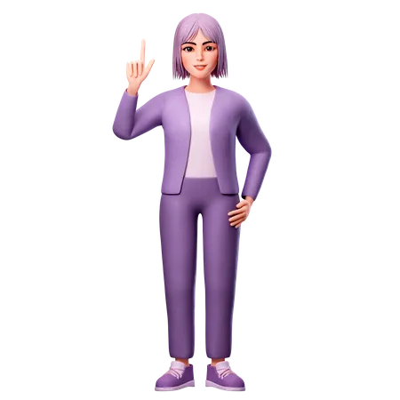 Girl Pointing Up  3D Illustration