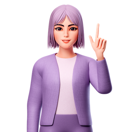 Girl Pointing Up  3D Illustration