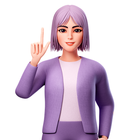 Girl Pointing Up  3D Illustration