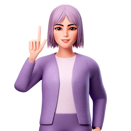 Girl Pointing Up  3D Illustration