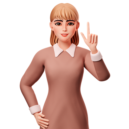 Girl Pointing Up  3D Illustration