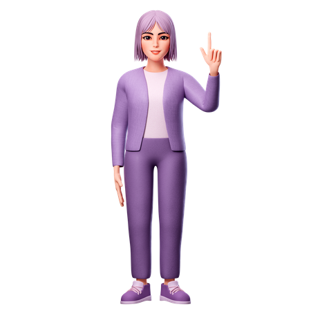 Girl Pointing Up  3D Illustration