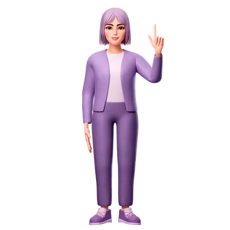 Girl Pointing Up  3D Illustration