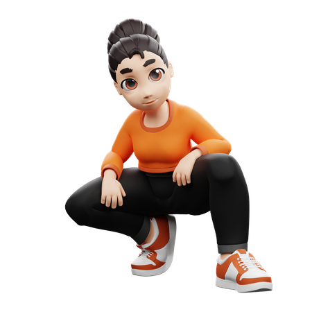 Girl Pose  3D Illustration