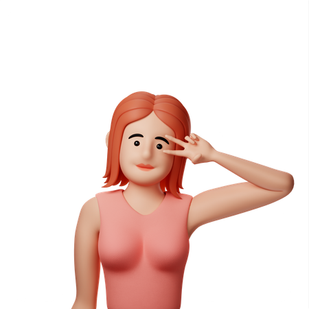 Girl posing for selfie  3D Illustration