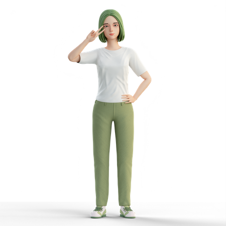 Girl posing for selfie  3D Illustration