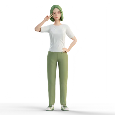 Girl posing for selfie  3D Illustration