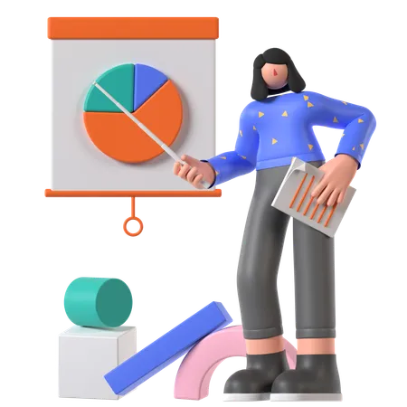 Data Analyst Analytics Statistics Presentation Data Business Employee Startup Businessman Work Office Company Working Worker Teamwork Latopia Character Activity 3D Illustration