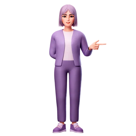 Girl Presenting Right Side  3D Illustration