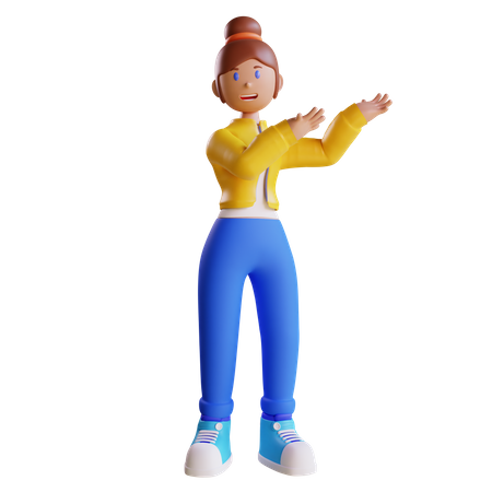Girl presenting something  3D Icon