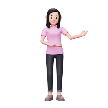 Girl presenting something  3D Illustration