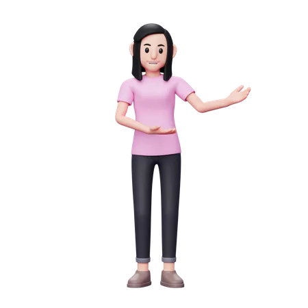 Girl presenting something  3D Illustration