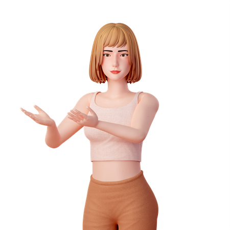 Girl presenting something  3D Illustration