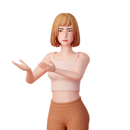 Girl presenting something  3D Illustration