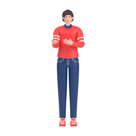 Girl presenting something while standing and smiling  3D Illustration