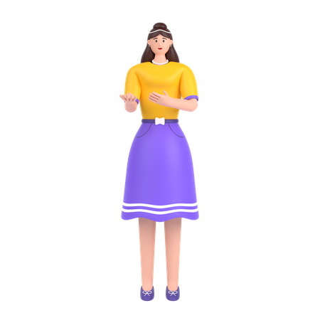 Girl presenting something while standing and smiling 3D Illustration