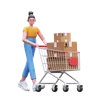Girl Pushing Box Cart