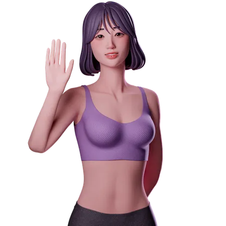 Girl Raising Hand  3D Illustration