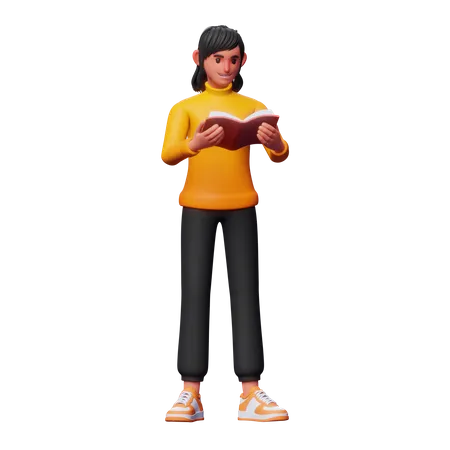 Girl Read Book  3D Illustration