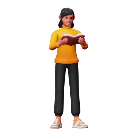 Girl Read Book 3D Illustration