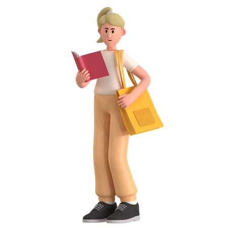 Girl Reading Book  3D Icon