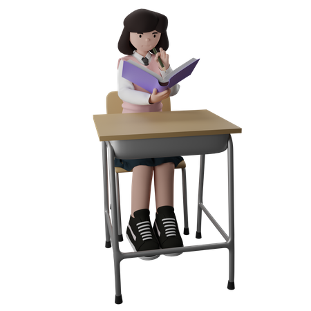 Girl Reading book  3D Illustration