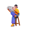 lady reading article 3d logo