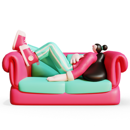 Girl relaxing on sofa  3D Icon