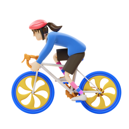 Girl Ride Cycling  3D Icon