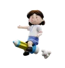 girl riding a pencil rocket