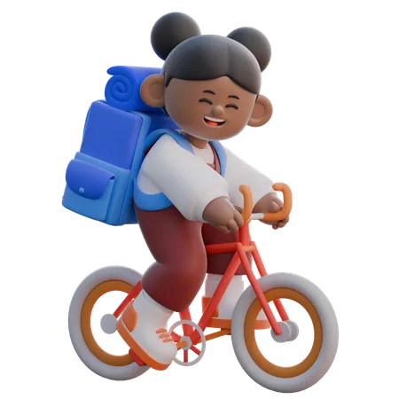 Girl Riding Bicycle 3 D Character 3D Illustration