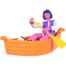 Girl riding small boat