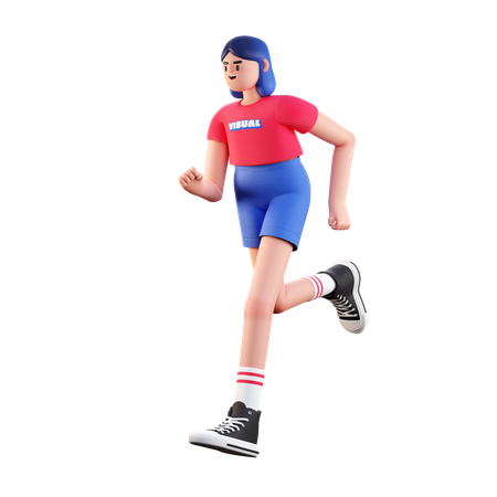 Girl Running  3D Illustration