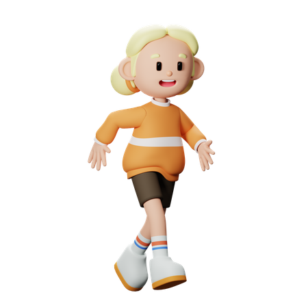 Girl running  3D Icon