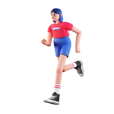 Girl Running  3D Illustration