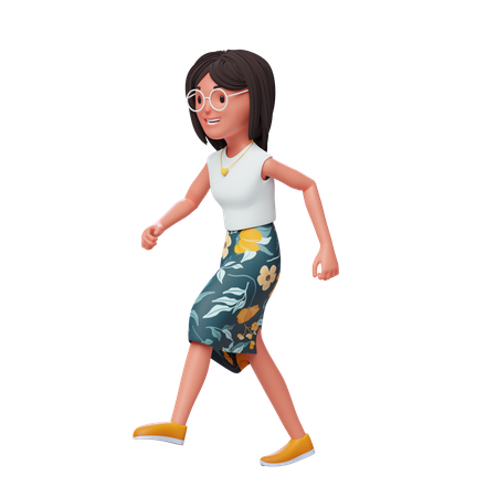 Girl Running  3D Illustration