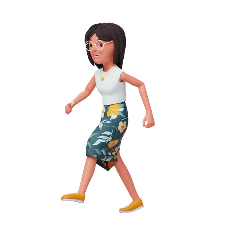 Girl Running  3D Illustration