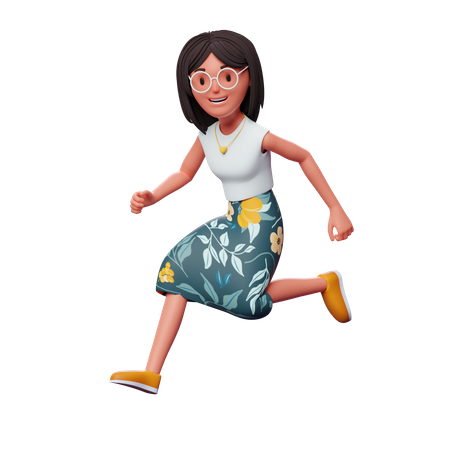 Girl Running  3D Illustration