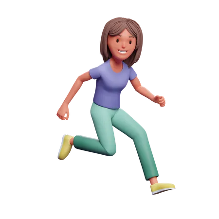 Girl running  3D Illustration