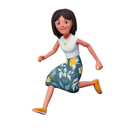 Girl Running 3D Illustration